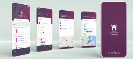 busKbus Algeciras - mockup de pantallazos de la aplicación