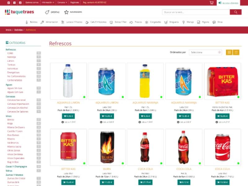 Tuquetraes - opciones de refrescos de marca Coca-Cola
