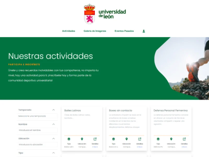 Universidad de León actividades disponibles