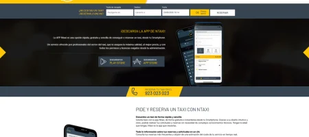 Pantalla de inicio y bienvenida de la aplicación móvil NTAXI